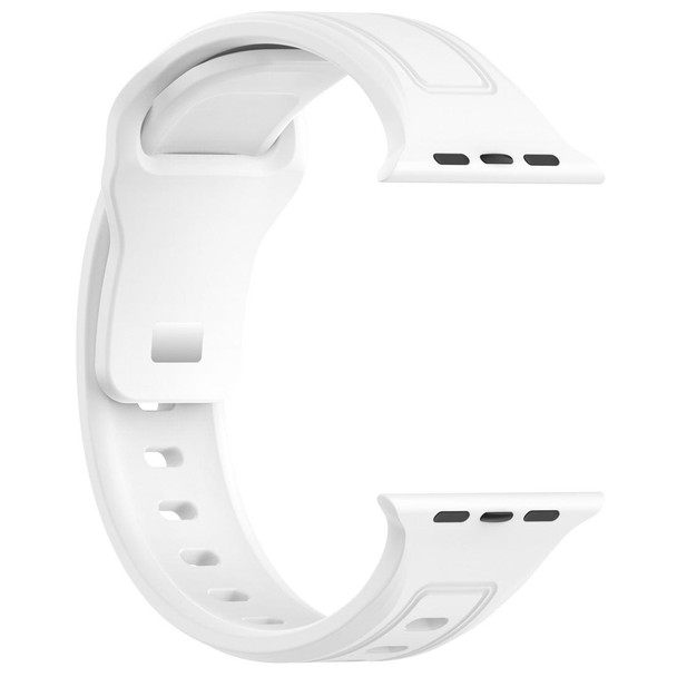 For Apple Watch SE 44mm Square Buckle Silicone Watch Band(White)