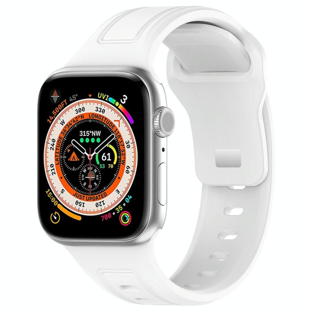 For Apple Watch 6 44mm Square Buckle Silicone Watch Band(White)