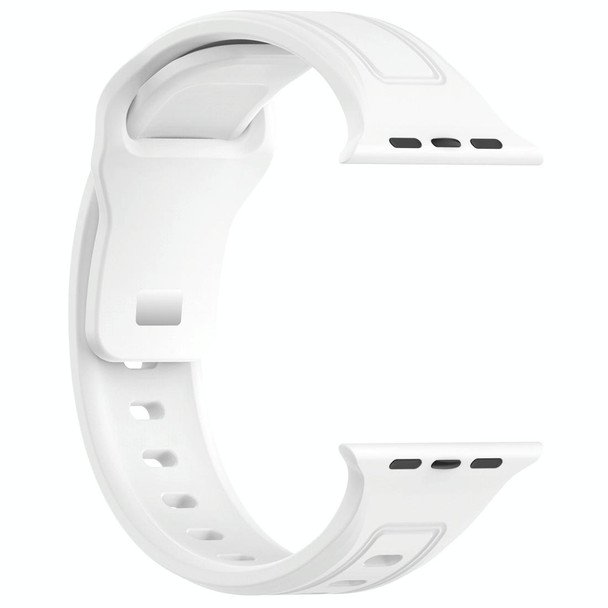 For Apple Watch 6 44mm Square Buckle Silicone Watch Band(White)