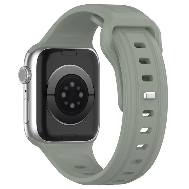 For Apple Watch 38mm Square Buckle Silicone Watch Band(Grey Green)