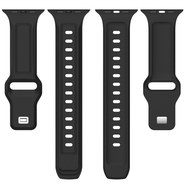 For Apple Watch 38mm Square Buckle Silicone Watch Band(Grey Green)