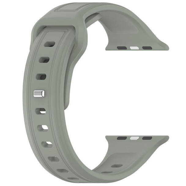 For Apple Watch 38mm Square Buckle Silicone Watch Band(Grey Green)
