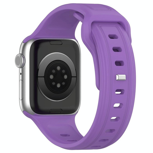 For Apple Watch 38mm Square Buckle Silicone Watch Band(Purple)