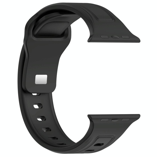 For Apple Watch 5 40mm Square Buckle Silicone Watch Band(Black)