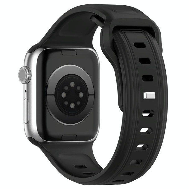 For Apple Watch 5 40mm Square Buckle Silicone Watch Band(Black)