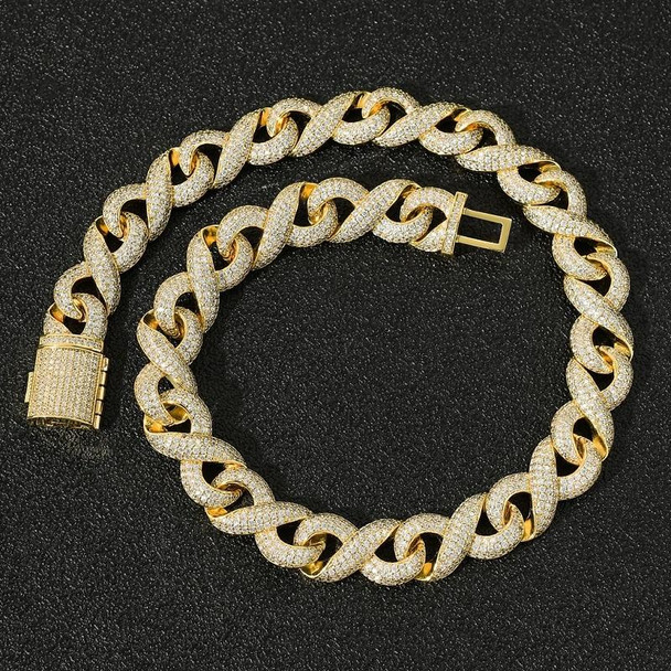 16 Inch Gold Micro-Inlaid Zircon Hipster Large Hip-Hop Necklace Chain