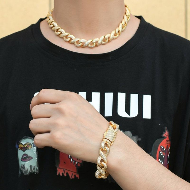 16 Inch Gold Micro-Inlaid Zircon Hipster Large Hip-Hop Necklace Chain