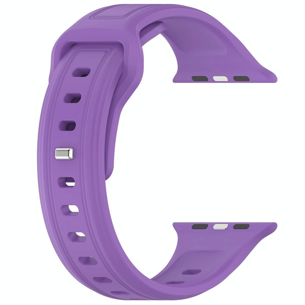 For Apple Watch 6 44mm Square Buckle Silicone Watch Band(Purple)