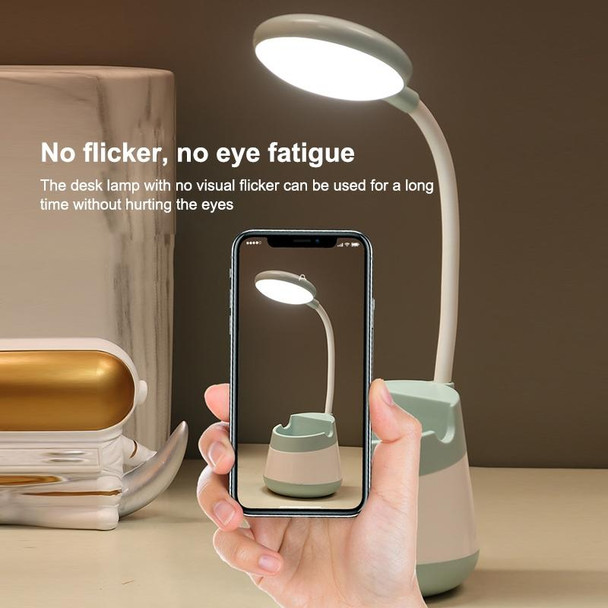 USB Charging LED Desk Light Eye Protection Lamp with Pen Holder and Phone Holder(CS276-4 Black)