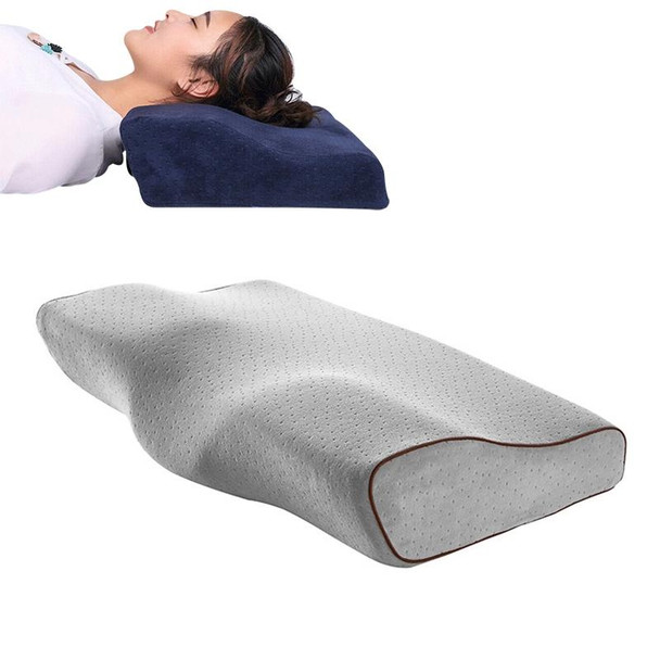 Butterfly Shape Memory Foam Snorked Pillow Slow Rebound Health Care Cervical Pillow, Dimensions: 50x30x10x6cm(Velvet Gray)