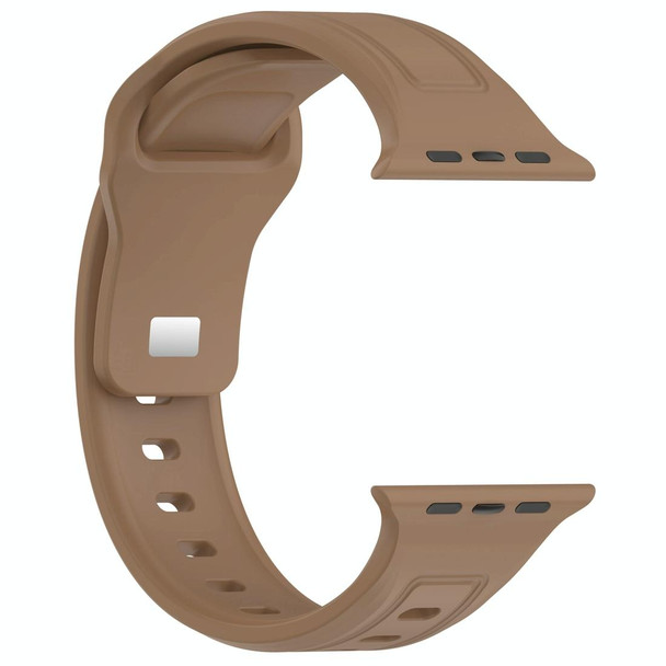 For Apple Watch 4 44mm Square Buckle Silicone Watch Band(Brown)