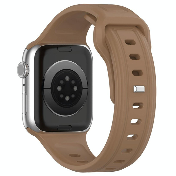 For Apple Watch 4 44mm Square Buckle Silicone Watch Band(Brown)