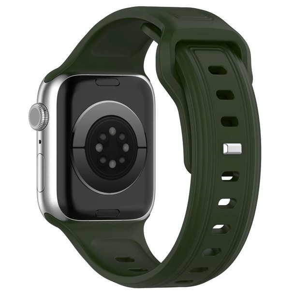 For Apple Watch 3 38mm Square Buckle Silicone Watch Band(Green)