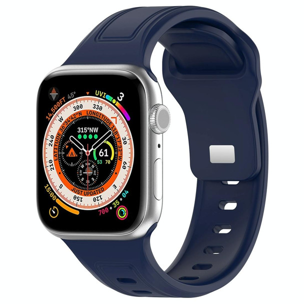 For Apple Watch 42mm Square Buckle Silicone Watch Band(Midnight Blue)