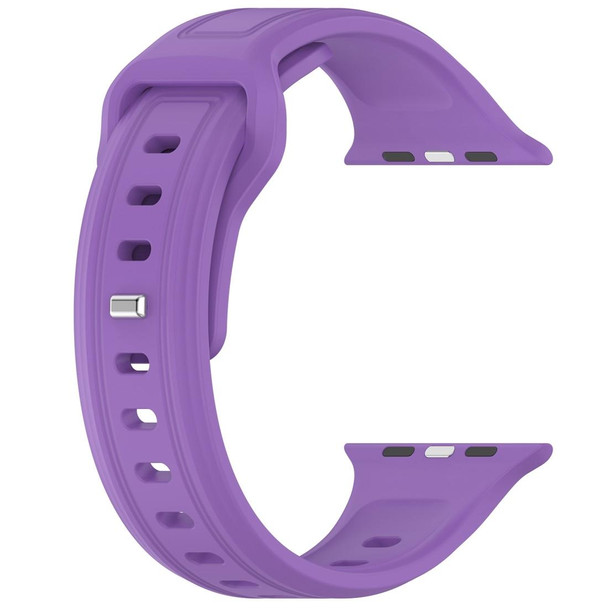 For Apple Watch 3 38mm Square Buckle Silicone Watch Band(Purple)