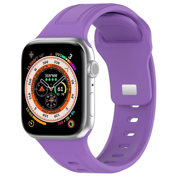 For Apple Watch 3 38mm Square Buckle Silicone Watch Band(Purple)
