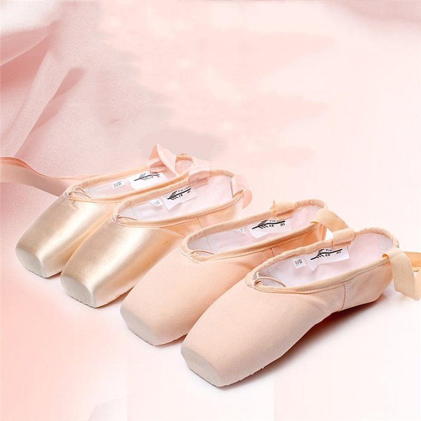 Ballet Lace Pointe Shoes Professional Flat Dance Shoes, Size: 33(Satin + Silicone Case)