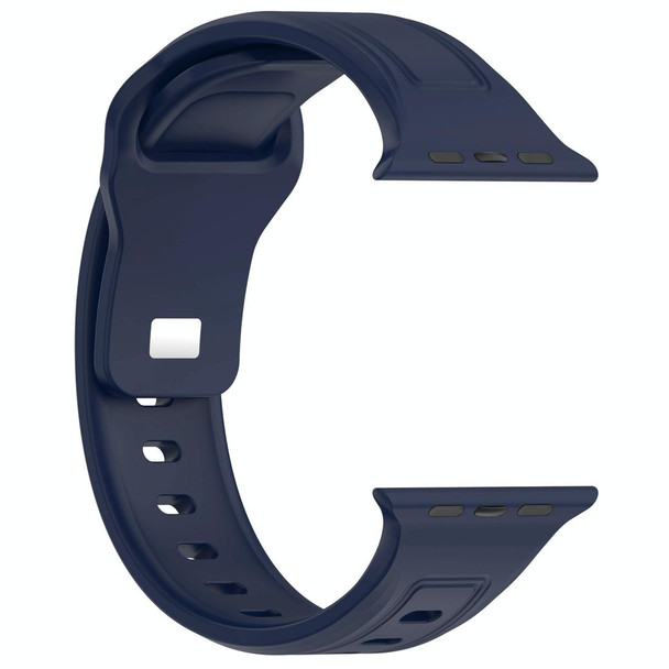 For Apple Watch 38mm Square Buckle Silicone Watch Band(Midnight Blue)