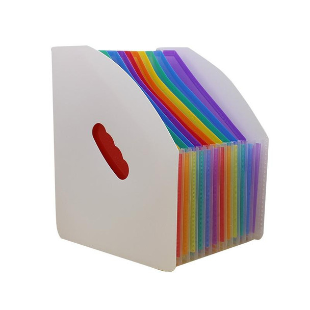 Standing Organ Clip Student Test Paper Storage Clip(White Surface (Rainbow Inner Page))