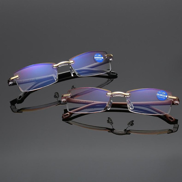 Rimless Anti Blue-ray Blue Film Lenses Presbyopic Glasses, +1.50D(Black)