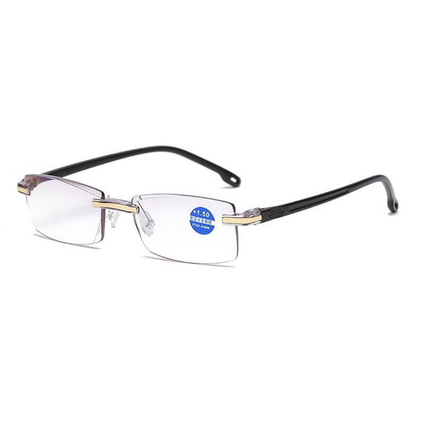 Rimless Anti Blue-ray Blue Film Lenses Presbyopic Glasses, +1.50D(Black)