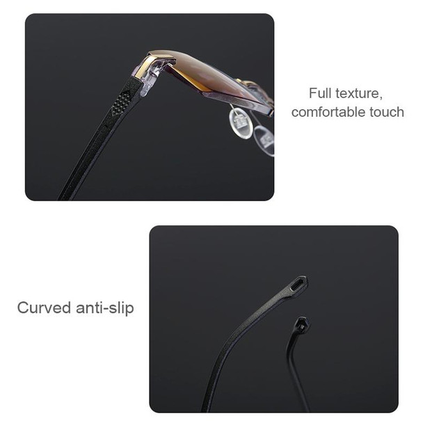 Rimless Anti Blue-ray Blue Film Lenses Presbyopic Glasses, +1.50D(Black)