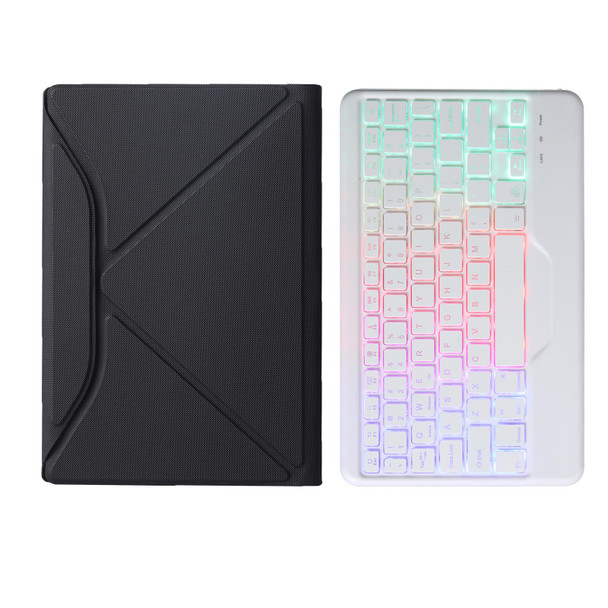 B0N5S Backlight Diamond Texture Bluetooth Keyboard Leatherette Case with Triangle Back Support - Xiaomi Pad 5 / 5 Pro(Black + White)