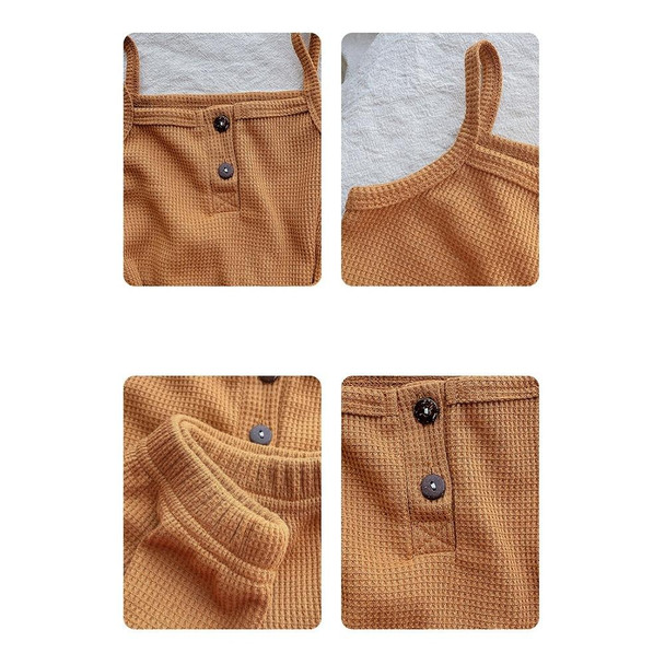 Baby Camisole Triangle Shorts Homewear Two-piece Suit (Color:Apricot Size:100cm)