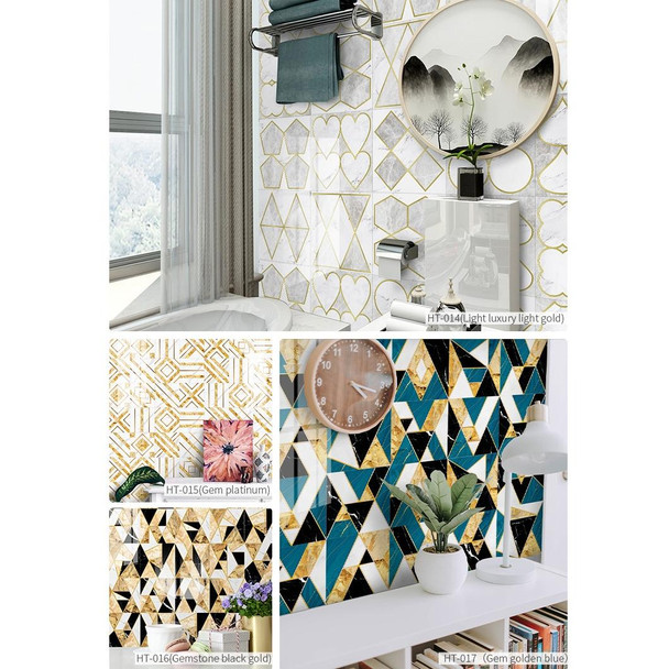 2 Sets Geometric Pattern Staircase Wall Tile Sticker Kitchen Stove Water And Oil Proof Stickers, Specification: L: 20x20cm(HT-017 Gold Blue)