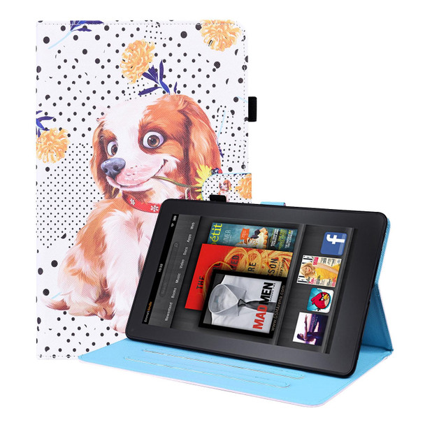 Amazon Kindle Paperwhite 4 / 3 / 2 / 1 Animal Pattern Horizontal Flip Leatherette Case with Holder & Card Slots & Photo Frame & Sleep / Wake-up Function(Little Flower dog)