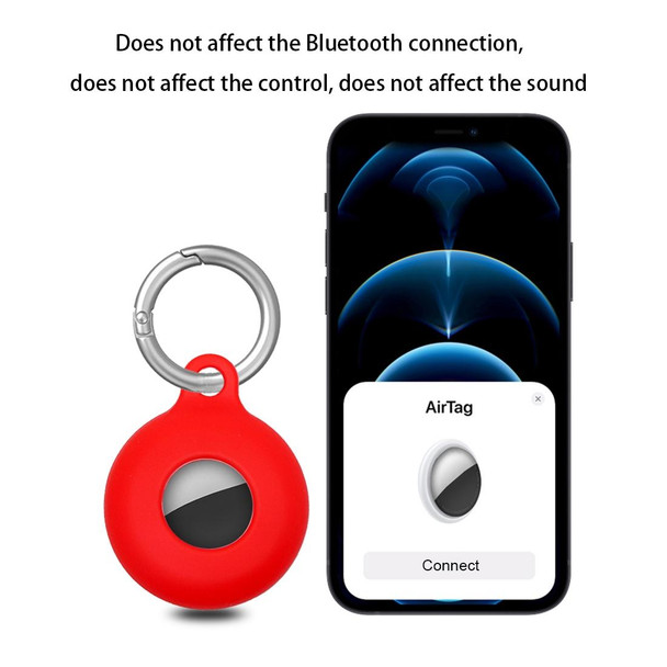 Dual-Side Hollow Anti-scratch Silicone Shockproof Protective Cover Case with Keychain Hook Loop - AirTag(Night Blue)