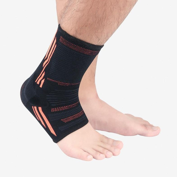 2 PCS Anti-Sprain Silicone Ankle Support Basketball Football Hiking Fitness Sports Protective Gear, Size: M (Black Orange)