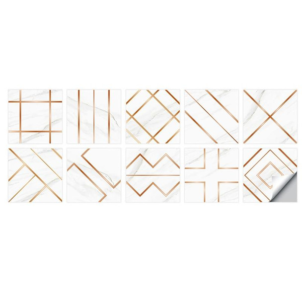 2 Sets Geometric Pattern Staircase Wall Tile Sticker Kitchen Stove Water And Oil Proof Stickers, Specification: L: 20x20cm(HT-011 Copper)