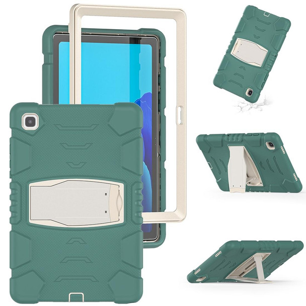 Samsung Galaxy Tab A7 T500 3-Layer Protection Screen Frame + PC + Silicone Shockproof Combination Case with Holder(Emerald Green)