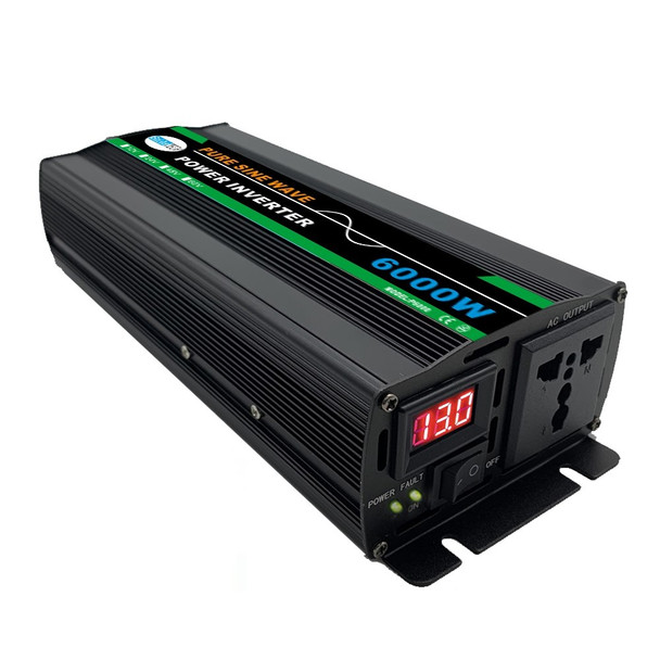 SOLIKETECH 6000W Pure Sine Wave Car Power Inverter Multiple Protection DC to AC 220V with LED Display - (Color=DC 12V to AC 220V) - Open Box (Grade A)