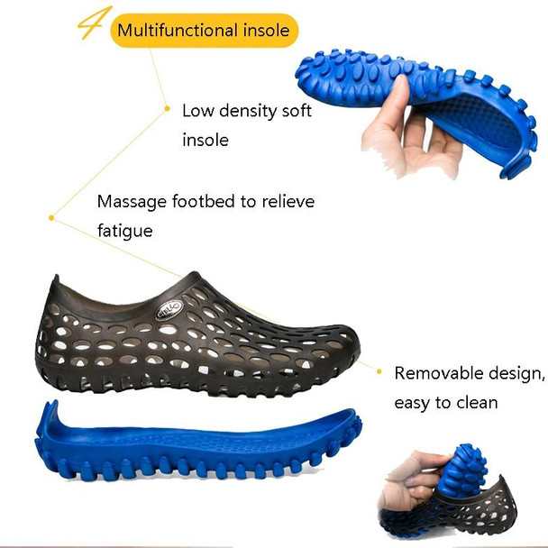 PVC + EVA Material Wading Beach Shoes Couple Breathable Slippers, Size: 41(Black+Yellow)