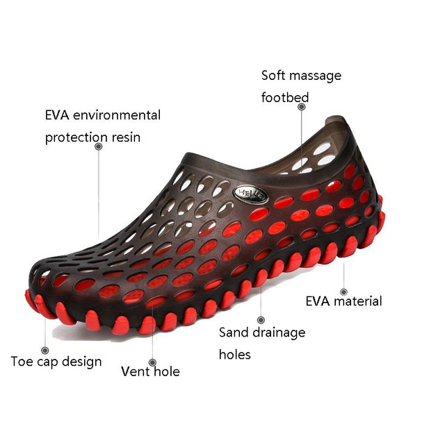 PVC + EVA Material Wading Beach Shoes Couple Breathable Slippers, Size: 41(Black+Yellow)