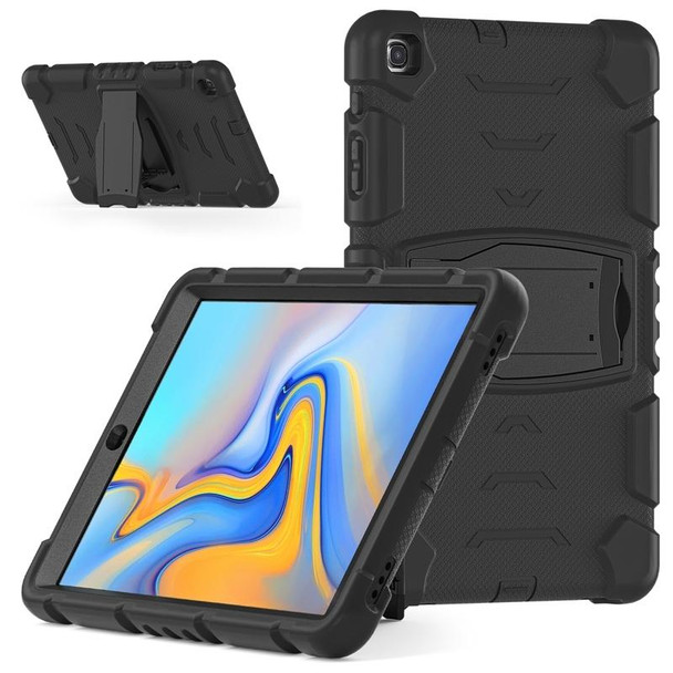 Samsung Galaxy Tab A 10.1 (2019) T510 3-Layer Protection Screen Frame + PC + Silicone Shockproof Combination Case with Holder(Black+Black)