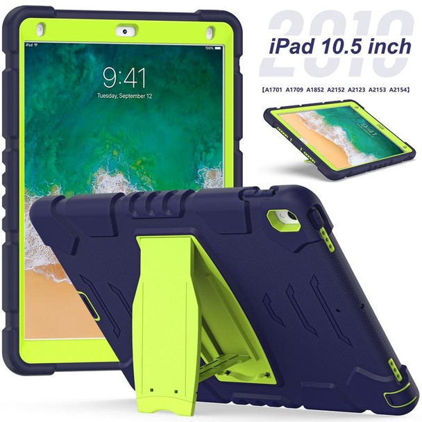 3-Layer Protection  Screen Frame + PC + Silicone Shockproof Combination Case with Holder - iPad Pro 10.5 (2019) / (2017)(NavyBlue+Lime)