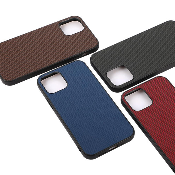 Carbon Fiber Skin PU + PC + TPU Shockprof Protective Case - iPhone 12(Red)