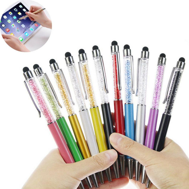 AT-22  2 in 1 Universal Flash Diamond Decoration Capacitance Pen Stylus Ballpoint Pen(Red)