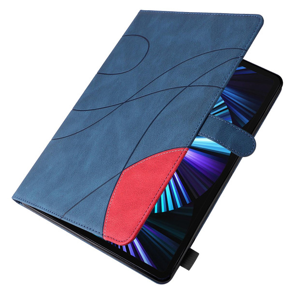 Dual-color Splicing Horizontal Flip PU Leatherette Case with Holder & Card Slots & Sleep / Wake-up Function - iPad Pro 11 (2021/2020/2018) / Air (2020)(Blue)