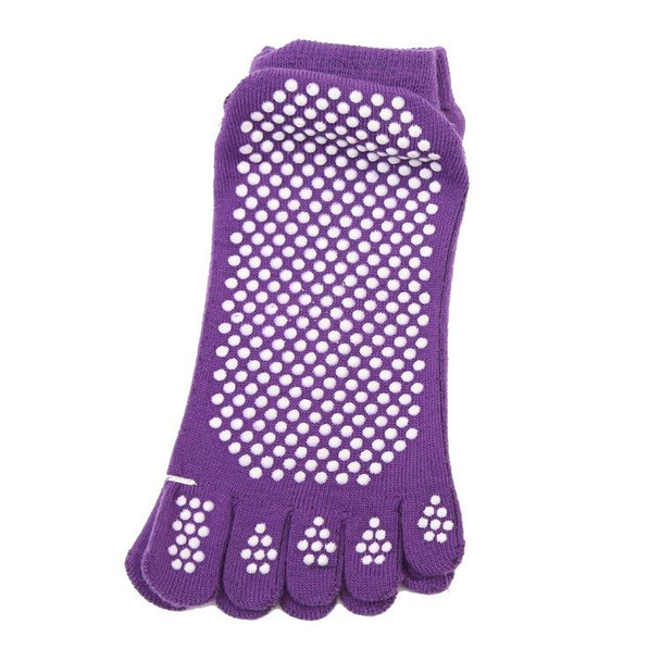 2 Pairs Four Seasons Cotton Five-Toed Yoga Socks Silicone Non-Slip Five-Toed Socks(Purple)