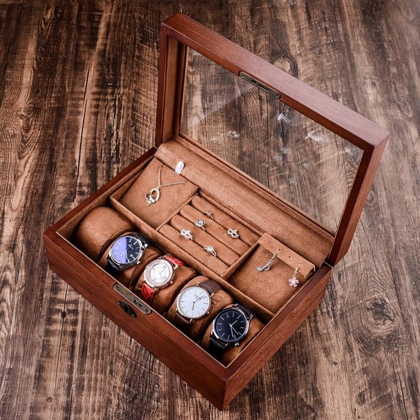 Wooden Watch Storage Box Jewelry Double-Layer Storage Display Box With Lock