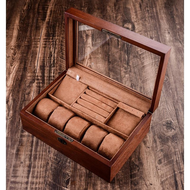 Wooden Watch Storage Box Jewelry Double-Layer Storage Display Box With Lock