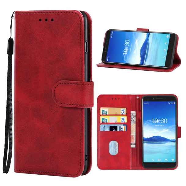 Leather Phone Case - Alcatel 7(Red)