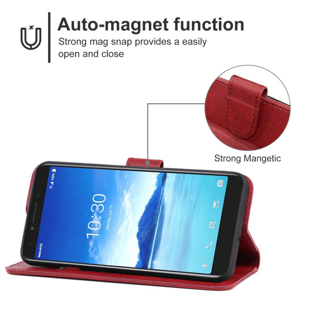 Leather Phone Case - Alcatel 7(Red)