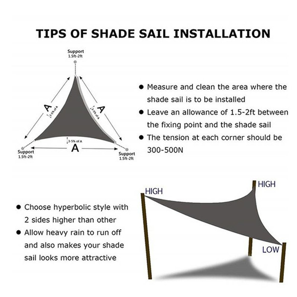Triangle Outdoor Garden Sunshade Sail Waterproof Anti-UV Canopy, Size: 5m x 5m x 7.1m(Khaki)