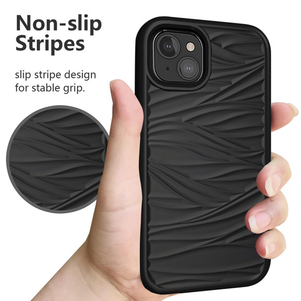 Wave Pattern 3 in 1 Silicone + PC Shockproof Protective Case - iPhone 13(Black+Hot Pin)