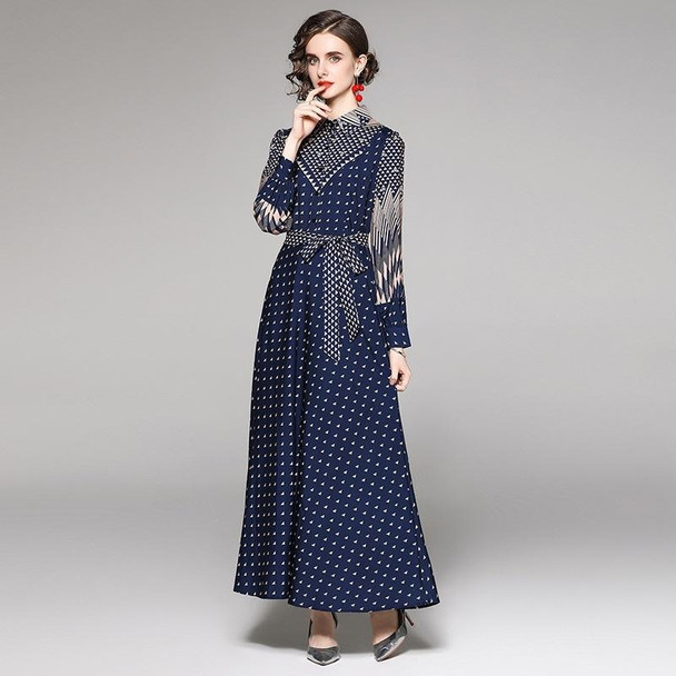 Fashion All-match Waist Slimming Printed Dress (XXL)